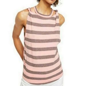 Free People Twist Stripe Tank Top Orange Gray • Size XS